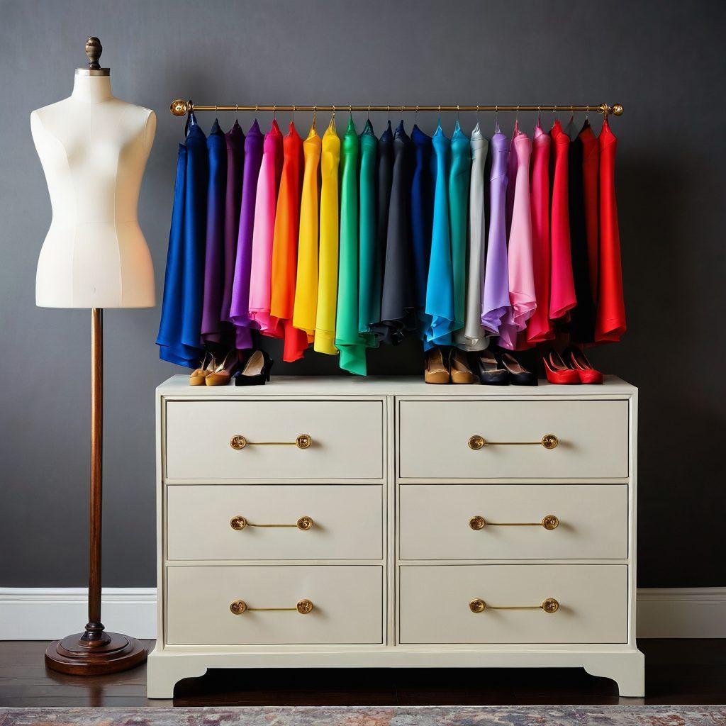 A fashionable display of diverse nylon hosiery in various vibrant colors, elegantly draped over a luxurious wooden dresser. Models showcasing stylish outfits with nylons paired gracefully with chic footwear, surrounded by a soft, ambient light that highlights the textures. Include accessories like trendy bags and jewelry to complete the look. Create a sense of elegance and sophistication. super-realistic. vibrant colors. soft lighting.